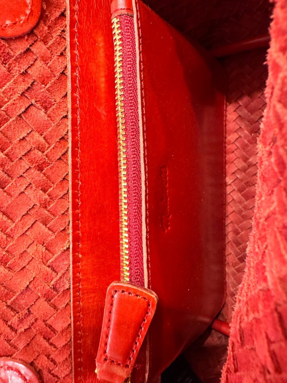 Madewell Leather Handwoven Mini Tote Bag in Festival Red - Picture 4 of 4